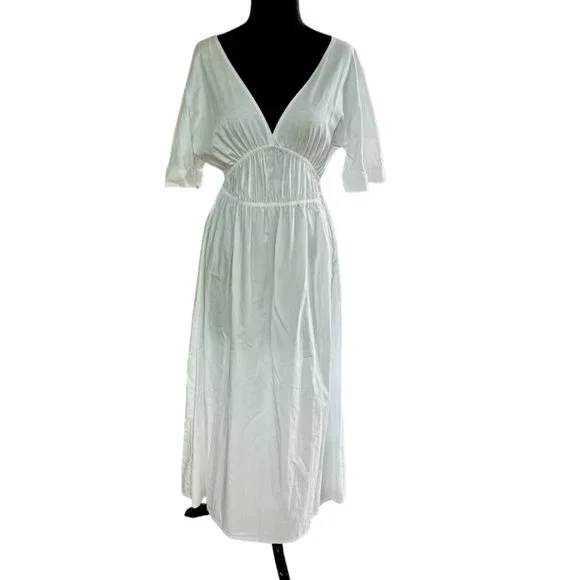 Zara | Dresses | Nwt Zara White 0 Cotton Short Sleeve Summer Midi Dress  Size M | Poshmark